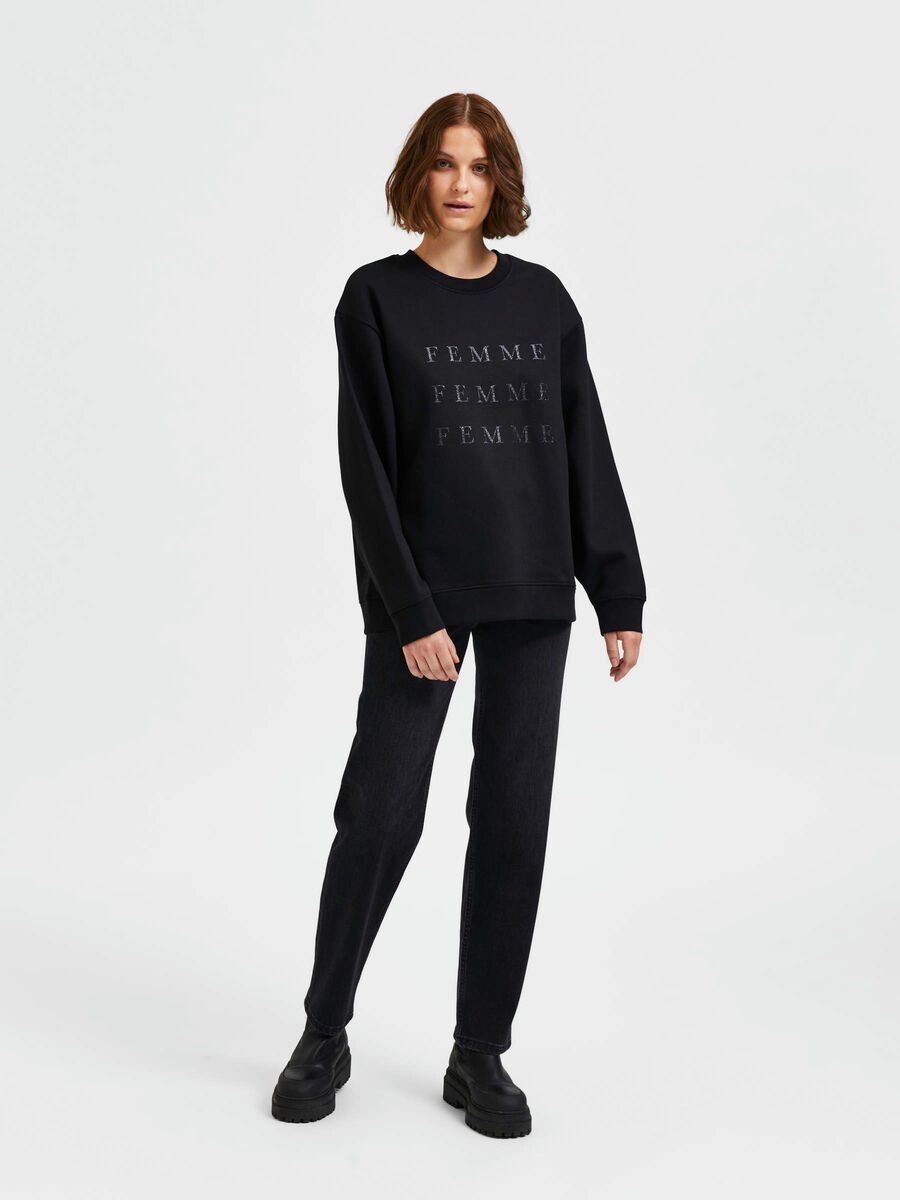 Selected LOGO PRINT SWEATSHIRT, Black, highres - 16088044_Black_005.jpg