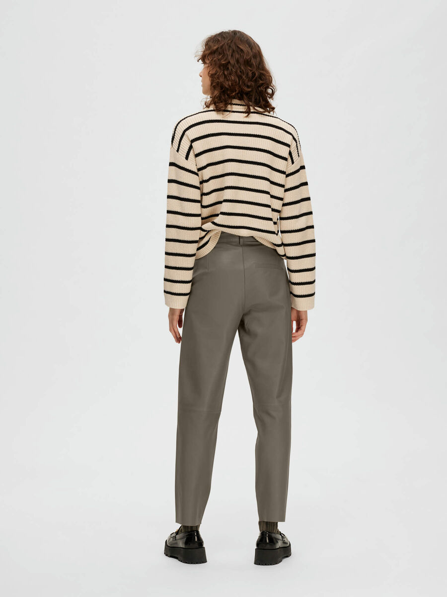 Selected TAPERED LEATHER TROUSERS, Morel, highres - 16086175_Morel_004.jpg