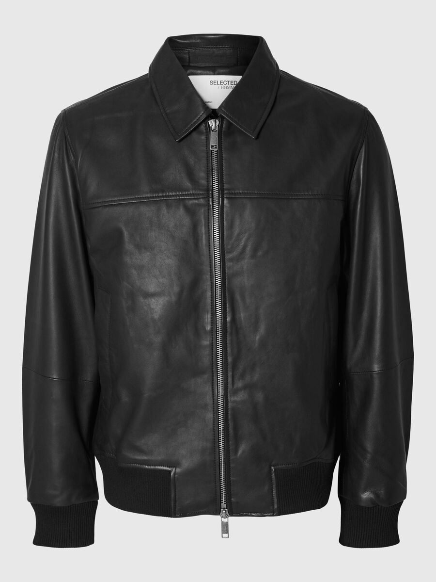 Selected 100% LEDERJACKE, Black, highres - 16094771_Black_001.jpg