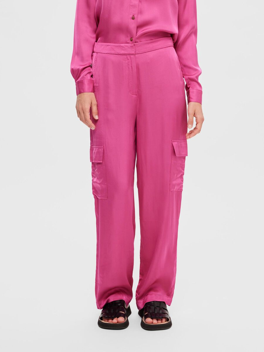 Selected SATIN CARGO TROUSERS, Cactus Flower, highres - 16092447_CactusFlower_003.jpg