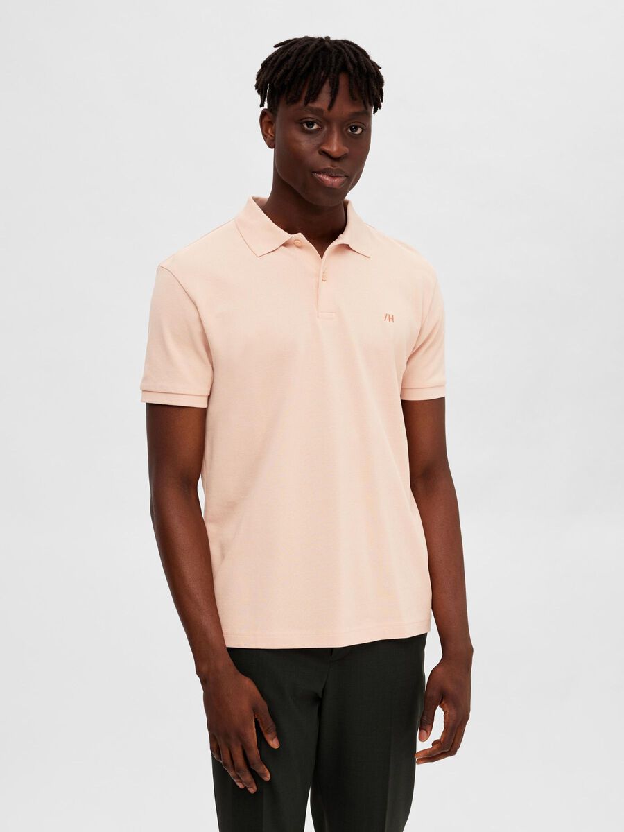 Selected KLASSISCHES POLO SHIRT, Pink Sand, highres - 16087839_PinkSand_003.jpg