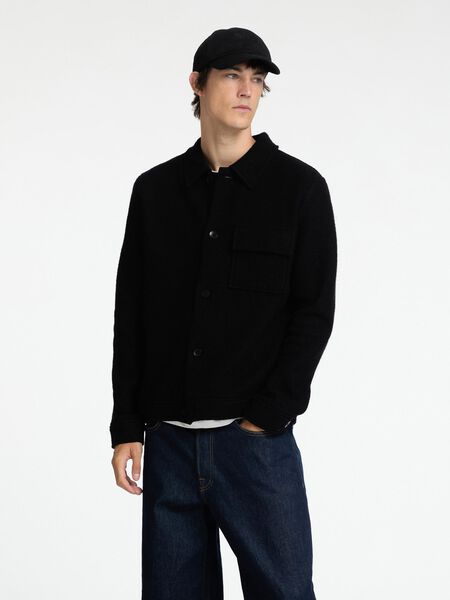 Selected 100% WOOL SHACKET, Black, highres - 16094274_Black_003.jpg