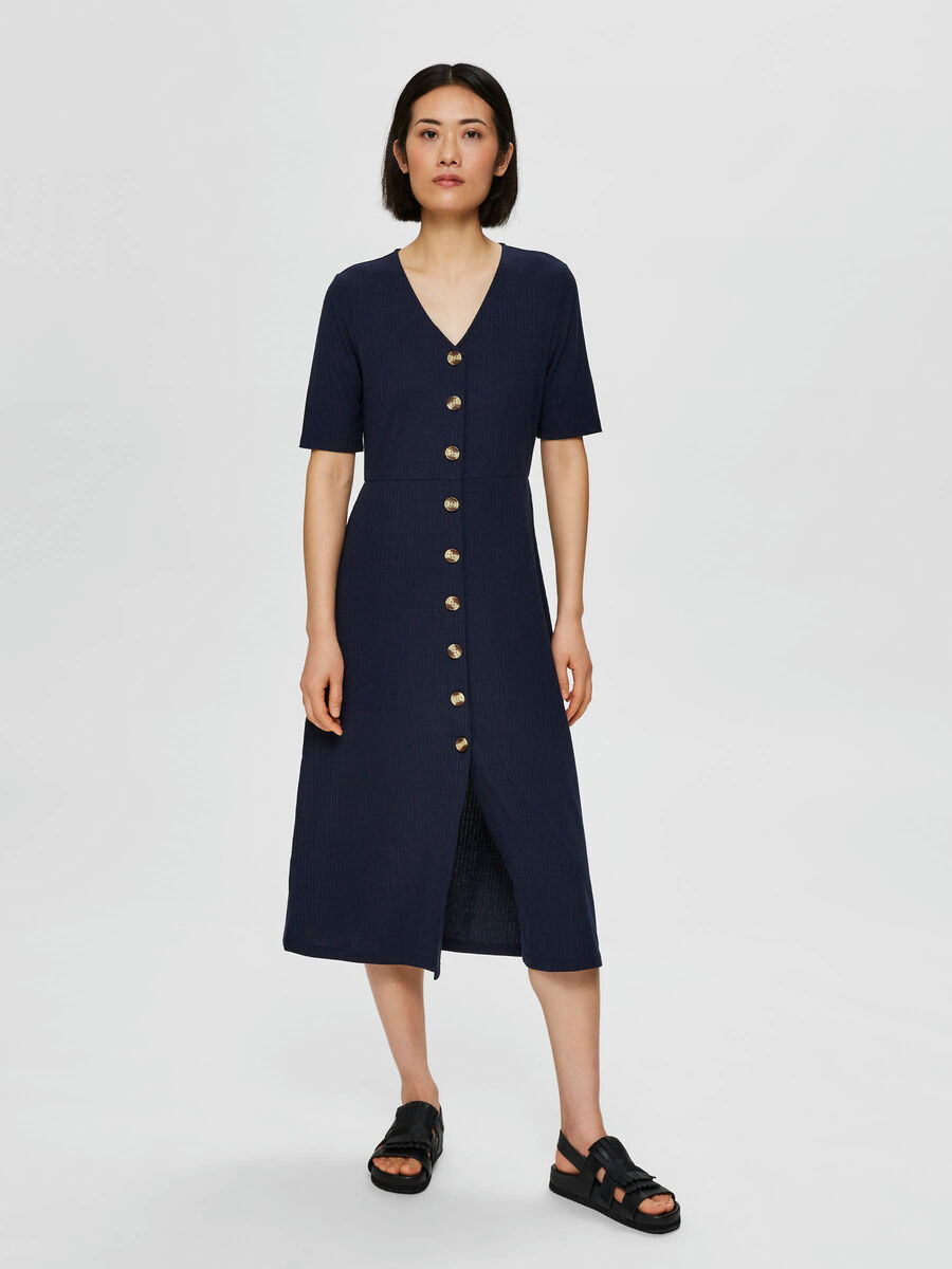 Selected BELTED RIB - MIDI DRESS, Dark Sapphire, highres - 16074391_DarkSapphire_003.jpg