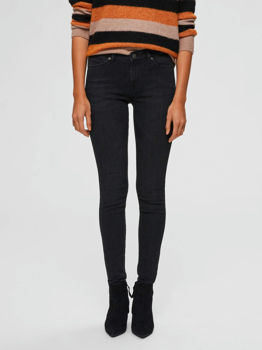 Selected MID WAIST - JEAN SKINNY, Black Denim, highres - 16064385_BlackDenim_652191_003.jpg