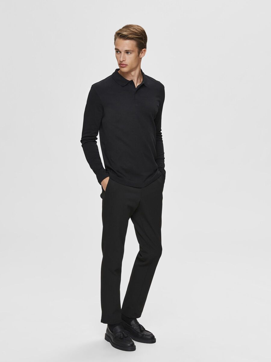 Selected MANCHES LONGUES POLO, Black, highres - 16075838_Black_005.jpg