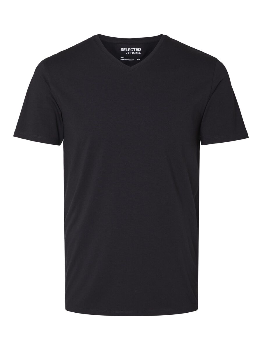 Selected V-HALS T-SHIRT, Black, highres - 16073458_Black_001.jpg