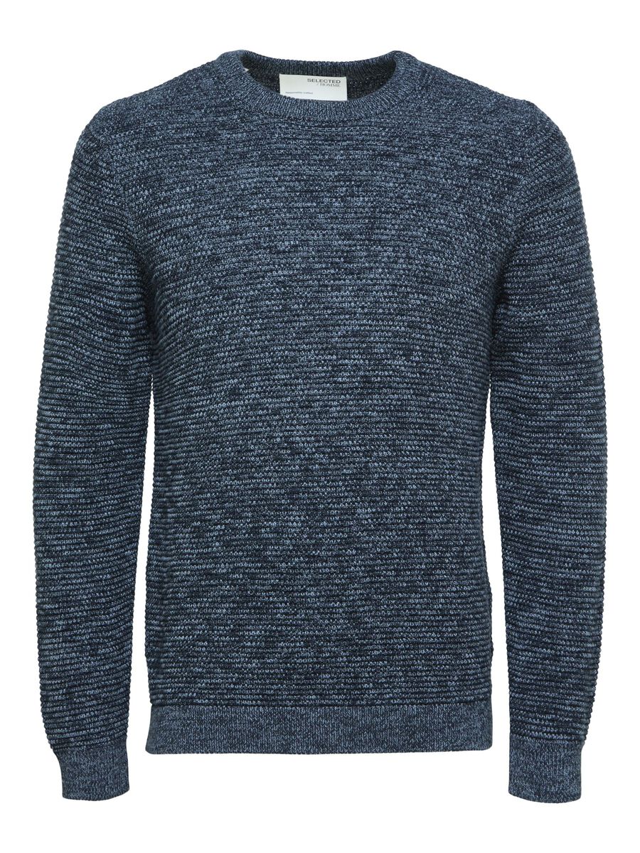 Selected CREW NECK KNITTED PULLOVER, Dark Sapphire, highres - 16059390_DarkSapphire_605202_001.jpg