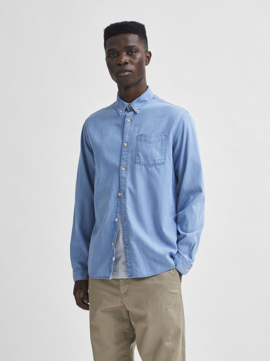 Selected SOFT TENCEL™ LYOCELL BLEND SHIRT, Light Blue Denim, highres - 16079979_LightBlueDenim_003.jpg