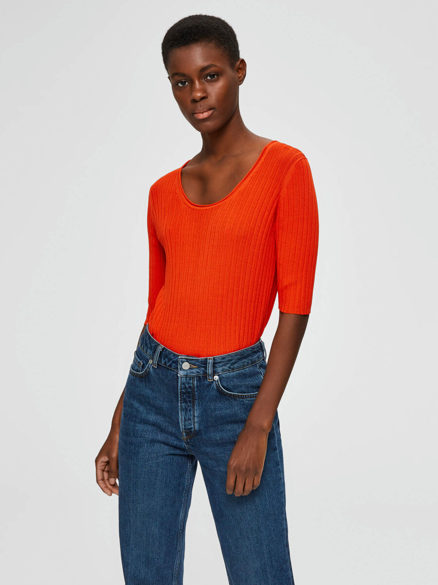 Selected WIDE NECK - KNITTED TOP, Orange.Com, highres - 16071572_OrangeCom_003.jpg