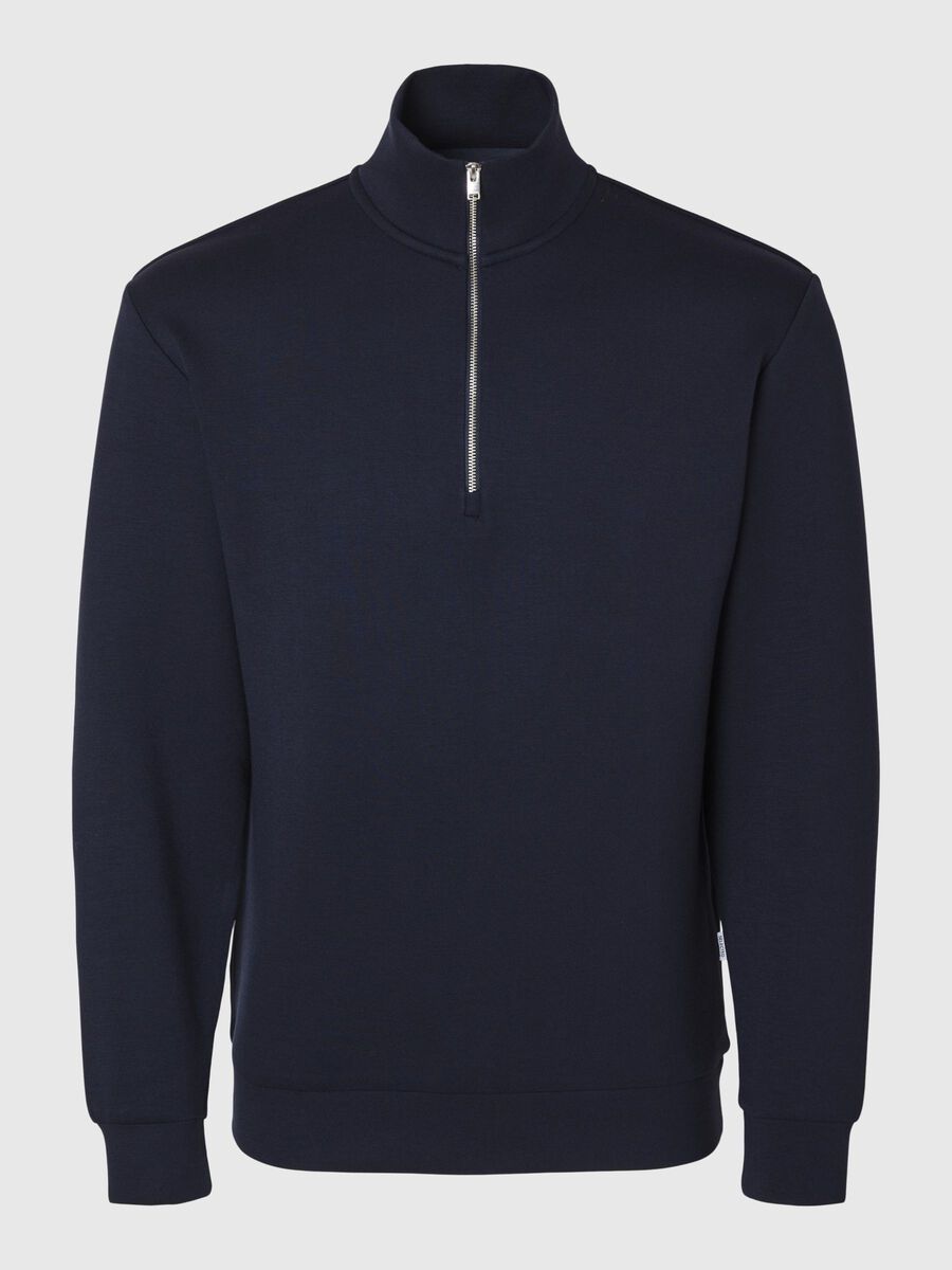 Selected VISCOSEMIX HALVE RITS SWEATSHIRT, Sky Captain, highres - 16094477_SkyCaptain_001.jpg
