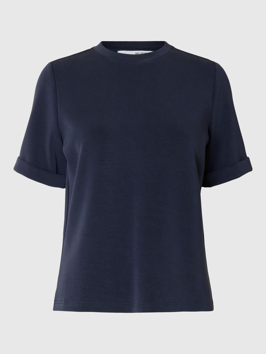 Selected MET KORTE MOUWEN T-SHIRT, Dark Sapphire, highres - 16096762_DarkSapphire_001.jpg