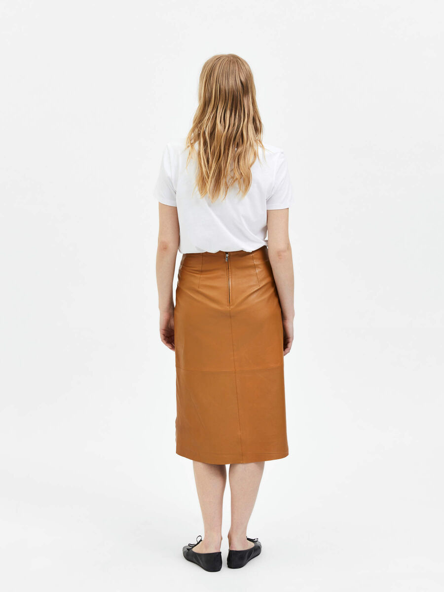 Selected LEATHER MIDI SKIRT, Brown Sugar, highres - 16085317_BrownSugar_004.jpg