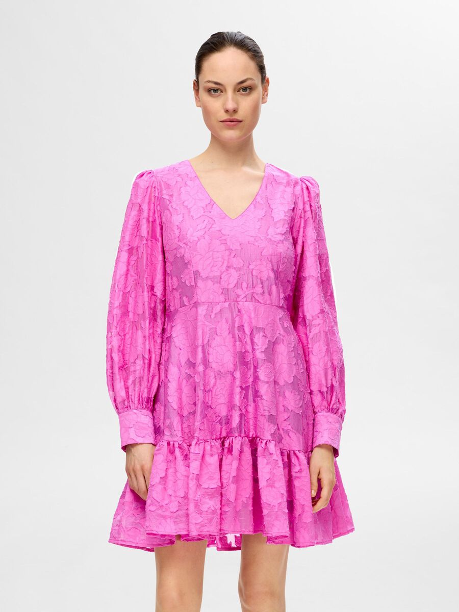 Selected LONG-SLEEVED FLORAL MINI DRESS, Phlox Pink, highres - 16094189_PhloxPink_003.jpg
