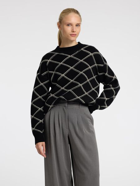Selected PRINTED HIGH-NECK JUMPER, Black, highres - 16097376_Black_003.jpg