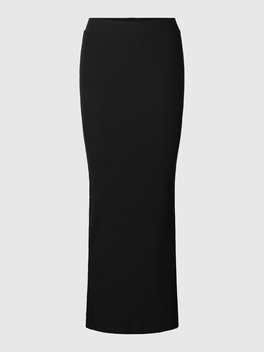 Selected RIBBED COTTON MAXI SKIRT, Black, highres - 16096506_Black_001.jpg