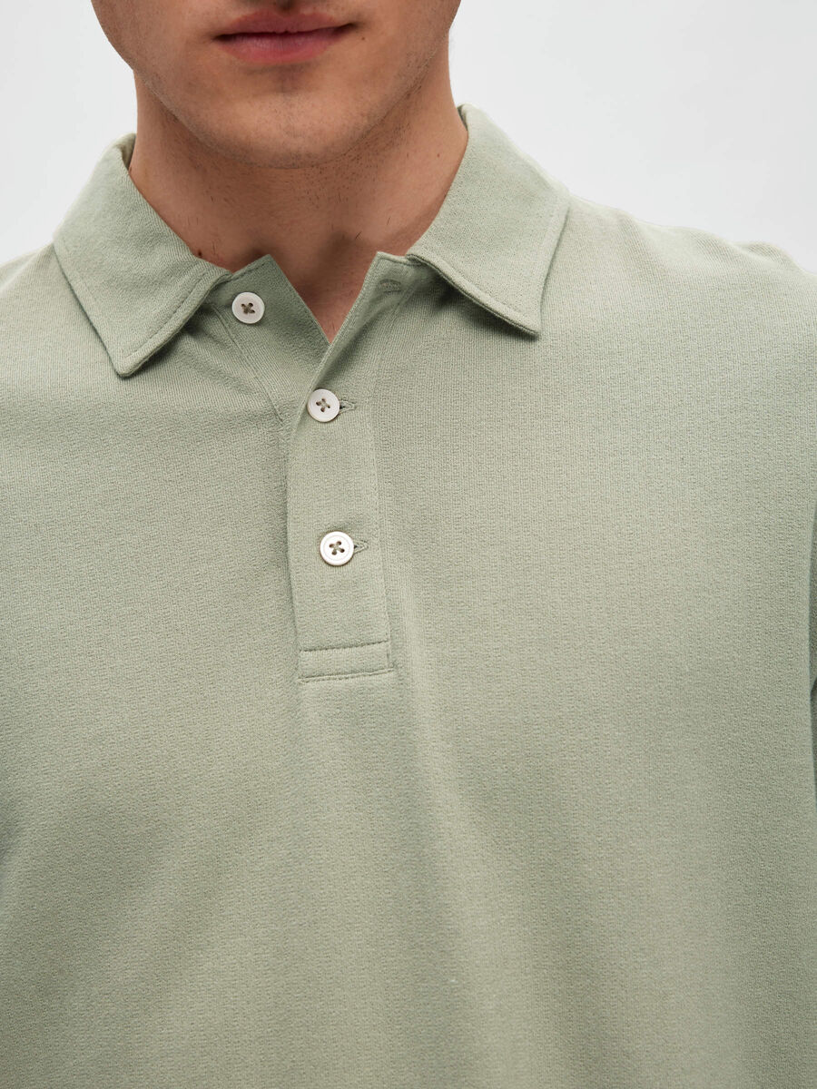 Selected LONG SLEEVED POLO SHIRT, Vetiver, highres - 16088553_Vetiver_006.jpg