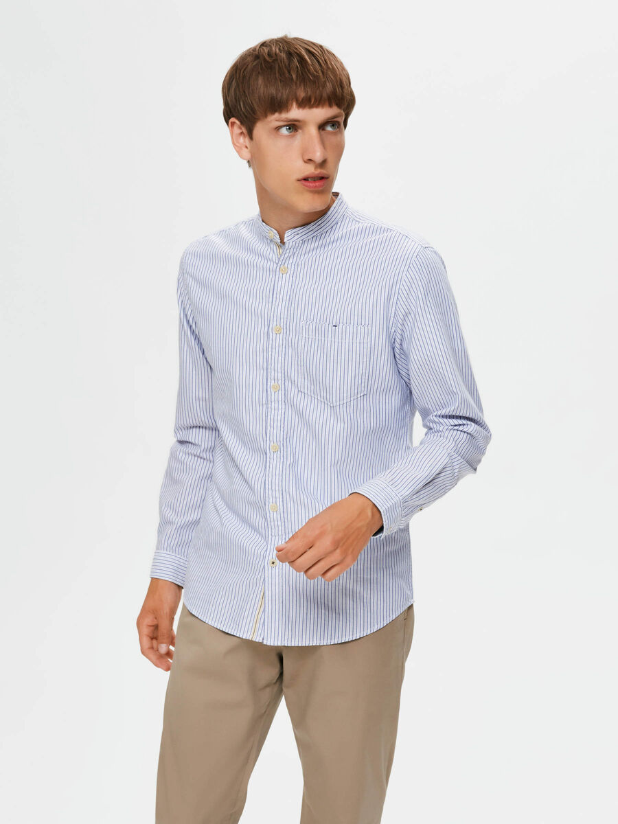 Selected MANDARIN COLLAR - SHIRT, White, highres - 16074350_White_771217_003.jpg