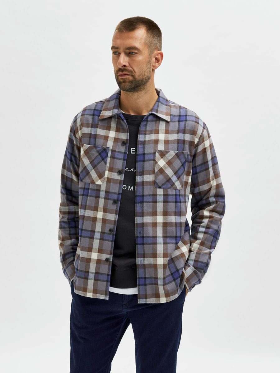 Selected FLANNEL OVERSHIRT, Crockery, highres - 16084239_Crockery_926131_003.jpg