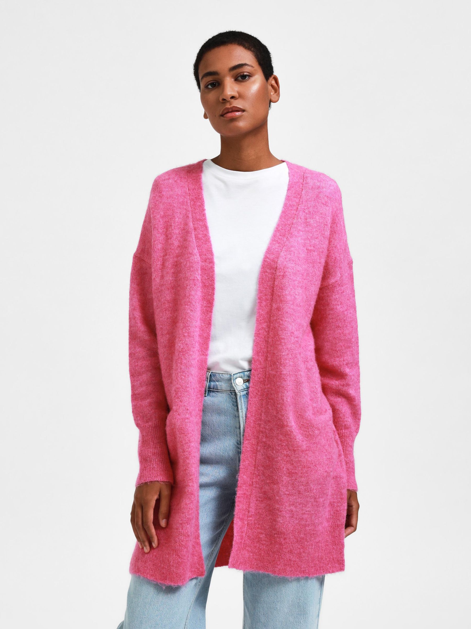 LONG KNITTED CARDIGAN Pink SELECTED FEMME