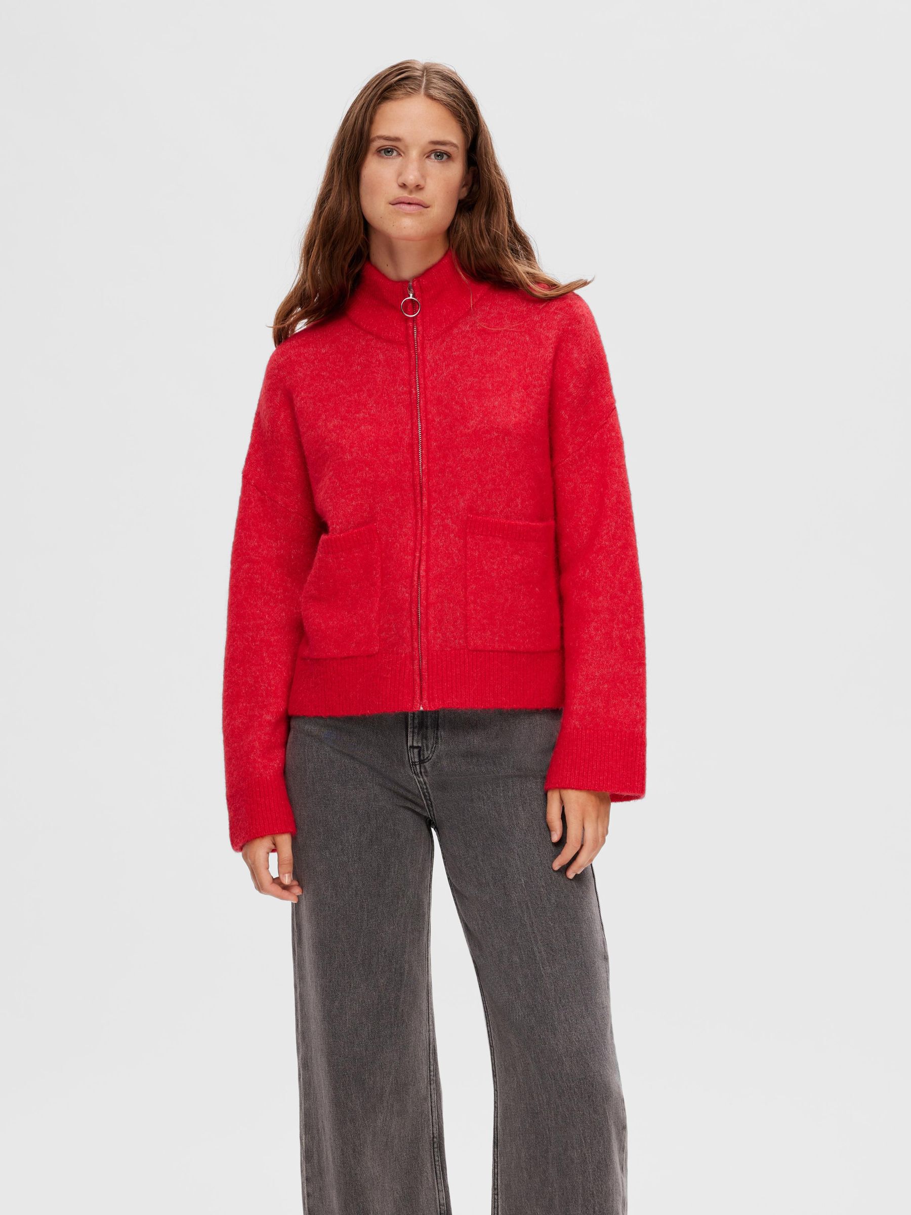 Red zip on sale up cardigan