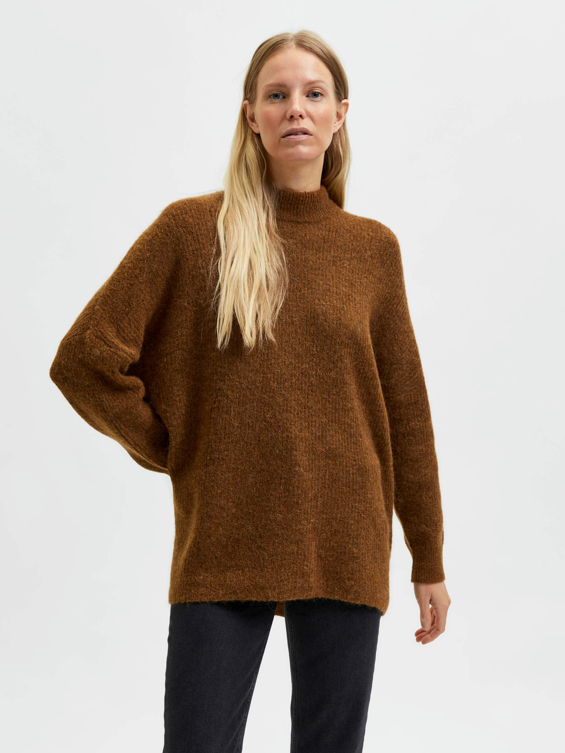 knitted brown jumper