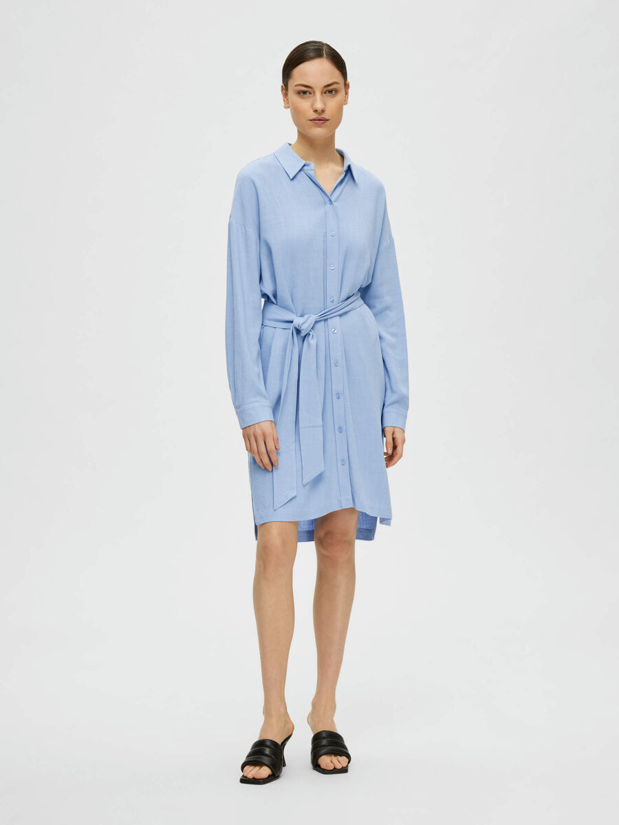 Selected LONG-SLEEVED SHIRT DRESS, Blue Heron, highres - 16089666_BlueHeron_005.jpg