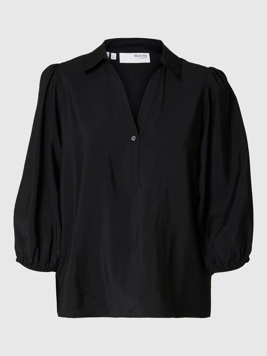 Selected VISCOSE BLEND BLOUSE, Black, highres - 16094494_Black_001.jpg