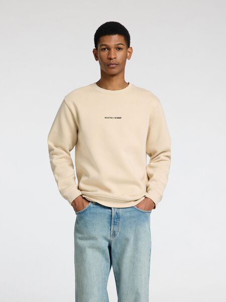 Selected EMBROIDERED SWEATSHIRT, Oatmeal, highres - 16098809_Oatmeal_1208195_003.jpg