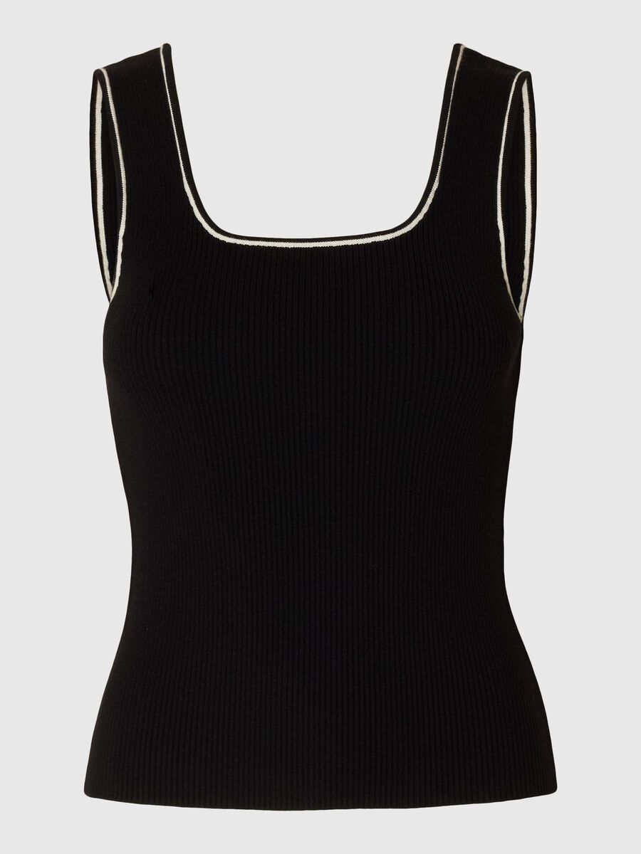 Selected SLEEVELESS KNITTED TOP, Black, highres - 16097531_Black_1189410_001.jpg