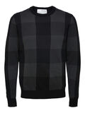 Selected CHECKED KNITTED PULLOVER, Black, highres - 16081167_Black_881522_001.jpg