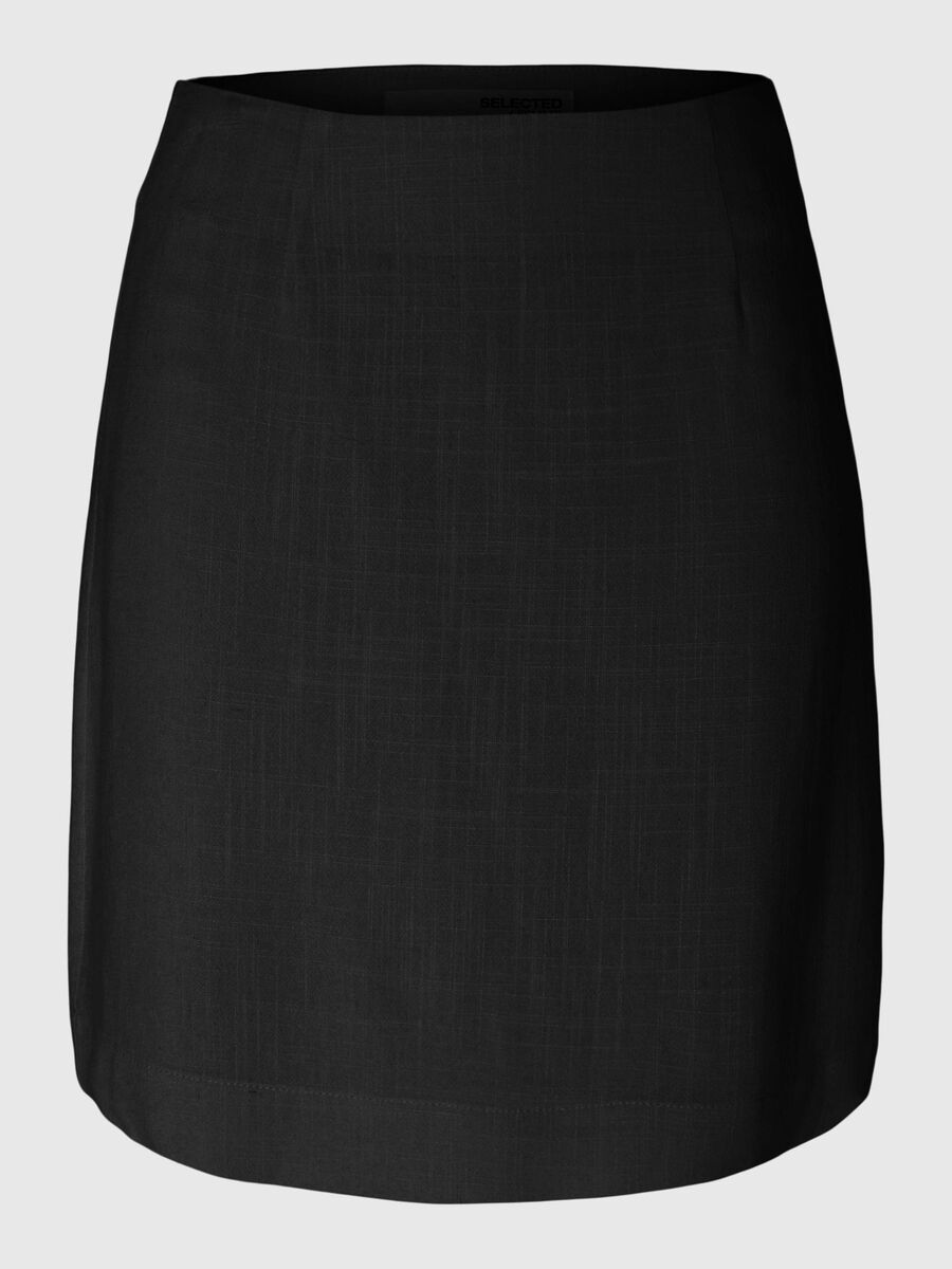 Selected VISCOSE BLEND MINI SKIRT, Black, highres - 16093185_Black_001.jpg