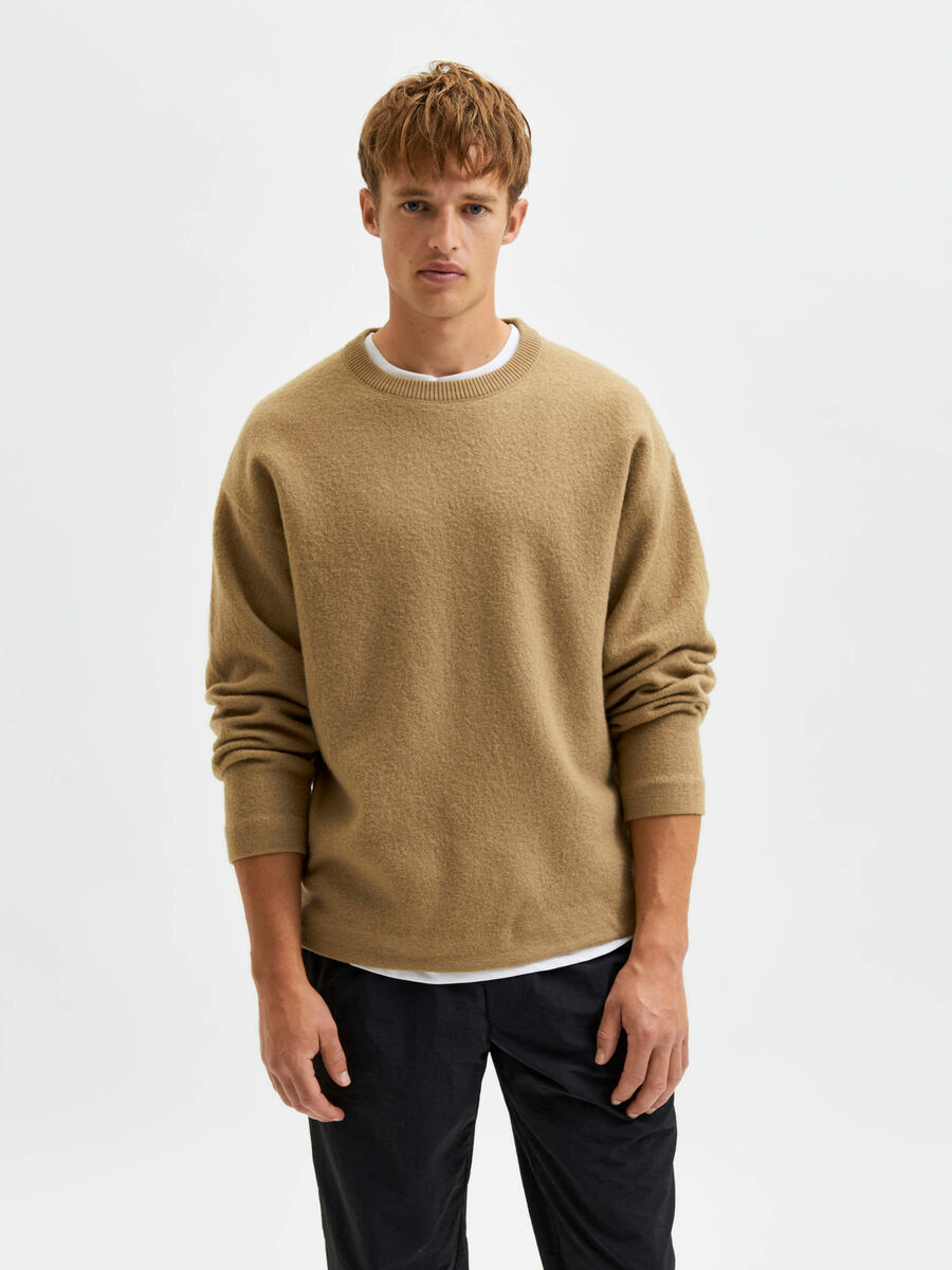 Selected CREW NECK KNITTED PULLOVER, Kelp, highres - 16081042_Kelp_003.jpg