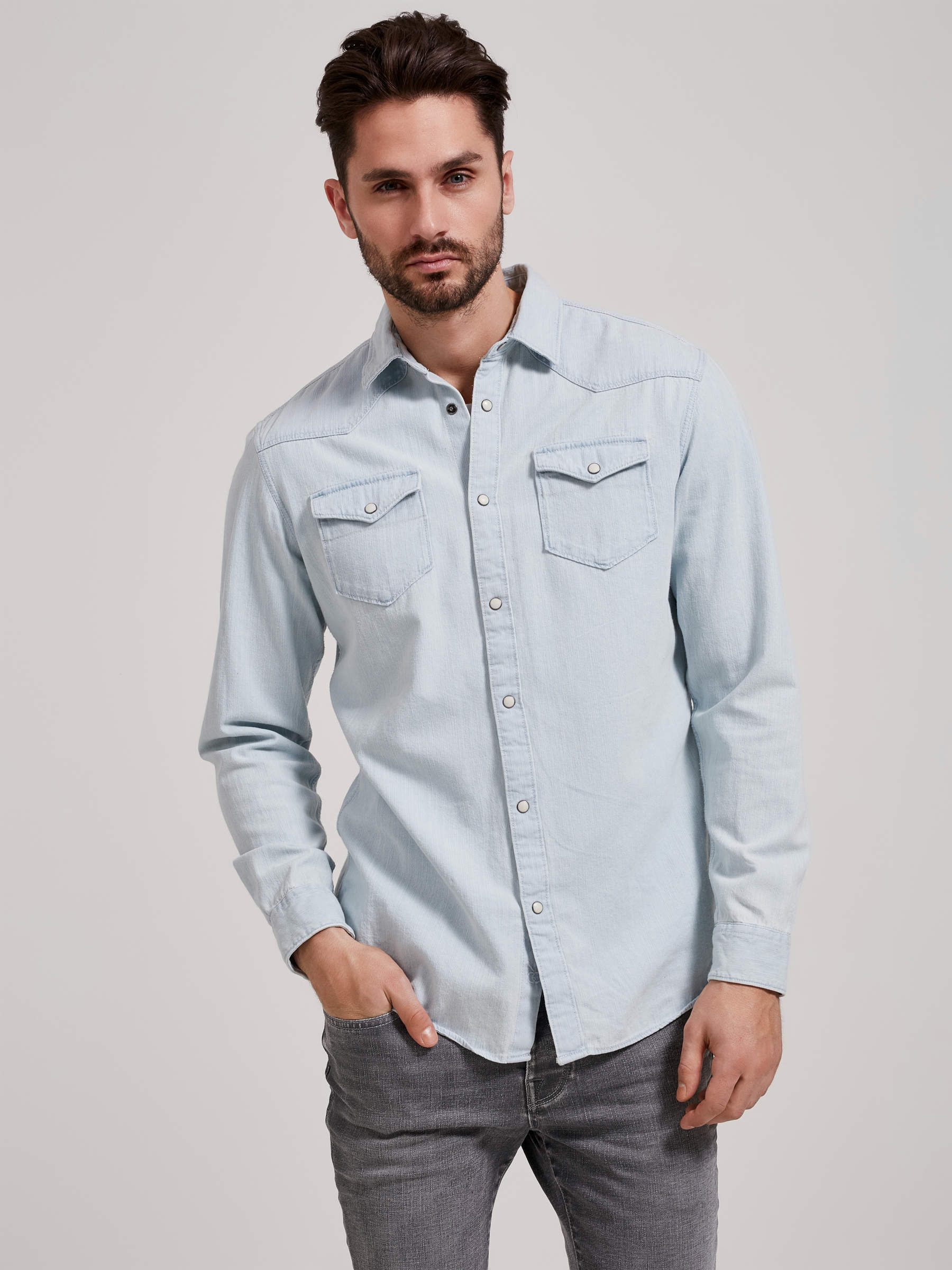 SLIM FIT CHEMISE EN JEAN Bleu SELECTED HOMME