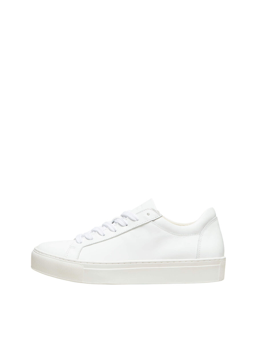 Selected LEATHER RUBBER SOLE TRAINERS, White, highres - 16078942_White_001.jpg