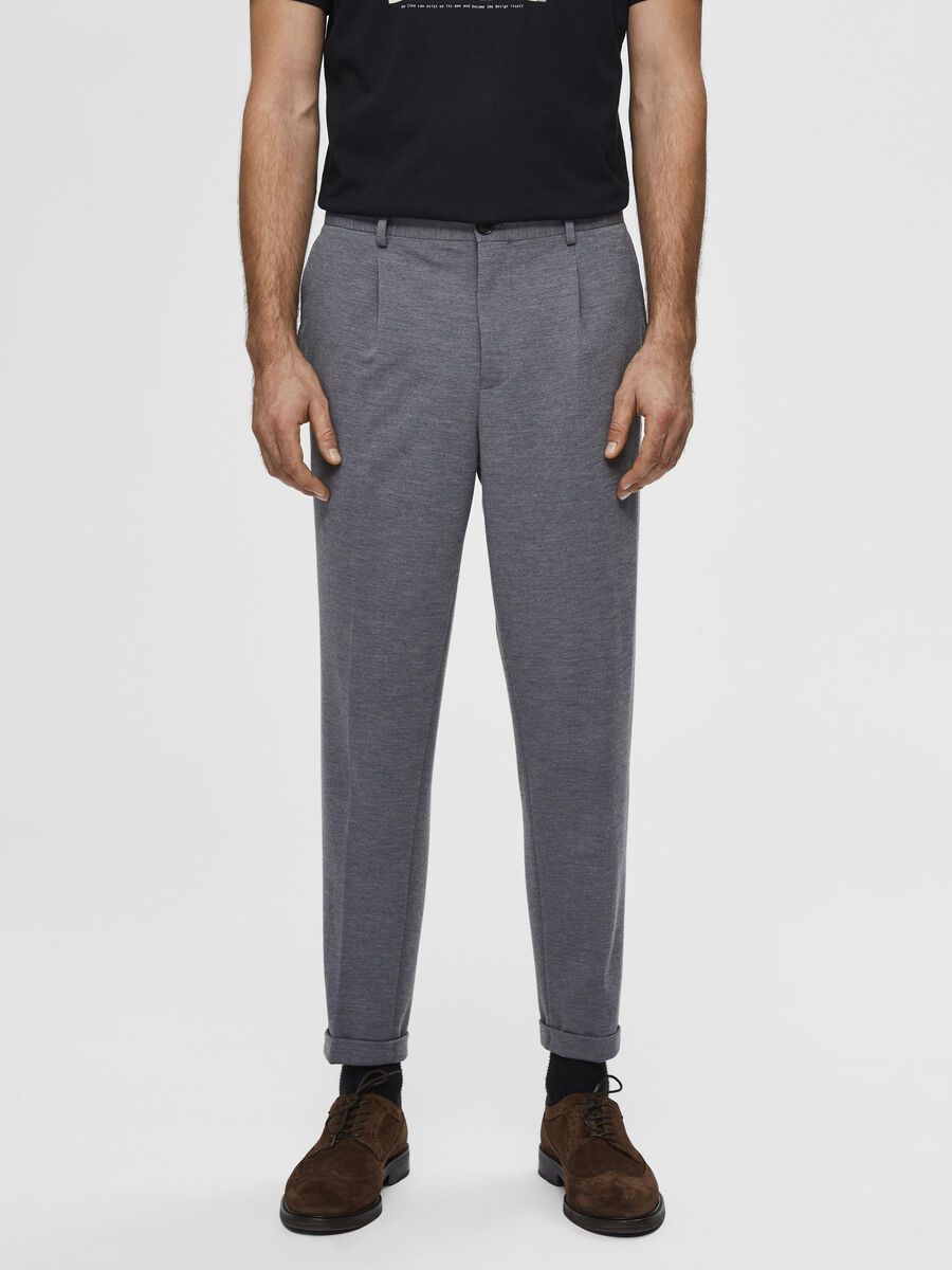 Selected DÉCONTRACTÉ, JERSEY STRETCH - PANTALON, Light Grey Melange, highres - 16077054_LightGreyMelange_003.jpg