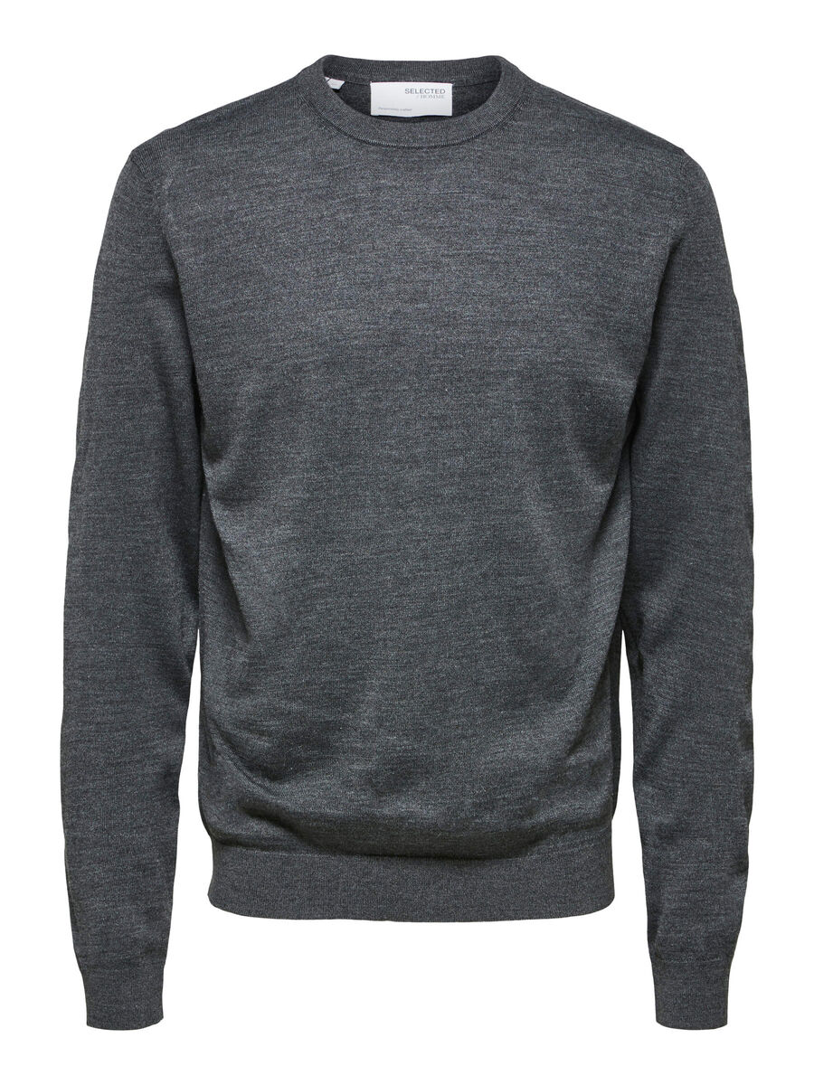 Selected MÉLANGE DE LAINE MÉRINOS PULL, Medium Grey Melange, highres - 16079772_MediumGreyMelange_001.jpg