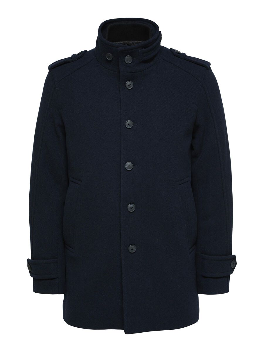 Funnel neck wool coat, Selected