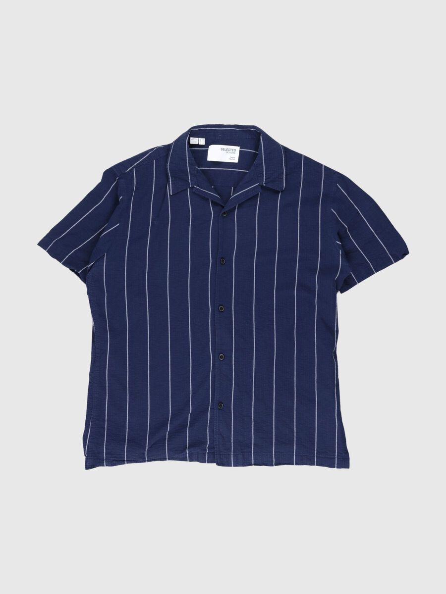 Selected SHORT SLEEVED COTTON SHIRT, Sky Captain, highres - 80000236_SkyCaptain_1105766_001.jpg