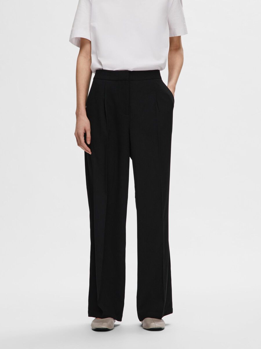 Selected WOVEN WIDE-LEG TROUSERS, Black, highres - 16089912_Black_003.jpg