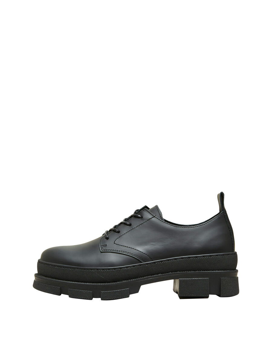 Selected LEATHER DERBY SHOES, Black, highres - 16081300_Black_001.jpg