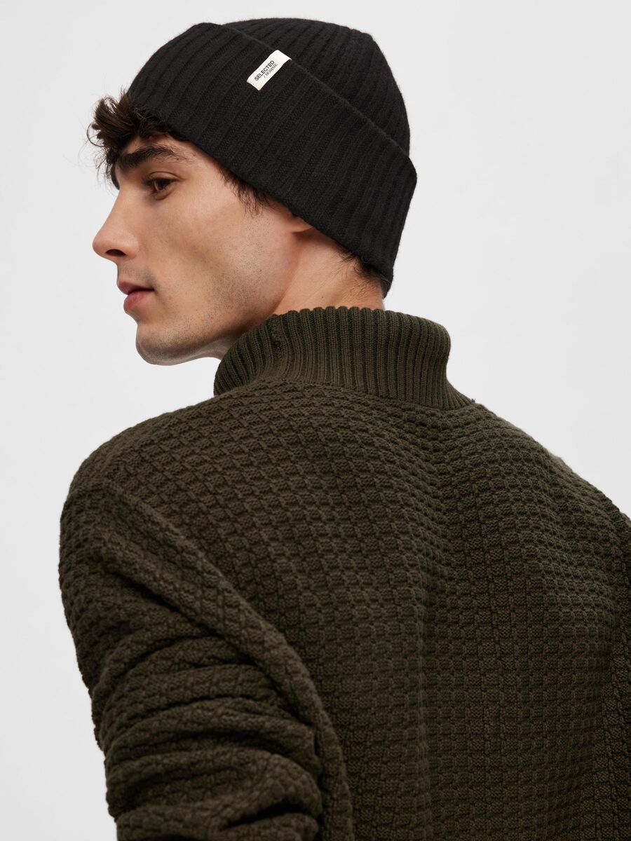 SELECTED HOMME MERINO WOOL BEANIE Bonnet en noir