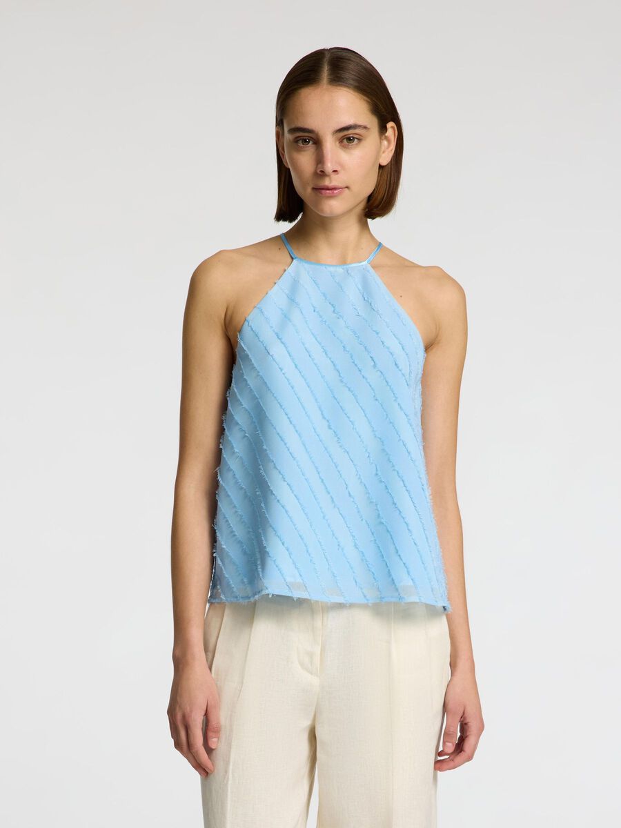 Selected SLEEVELESS HALTERNECK TOP, Cerulean, highres - 16098869_Cerulean_003.jpg
