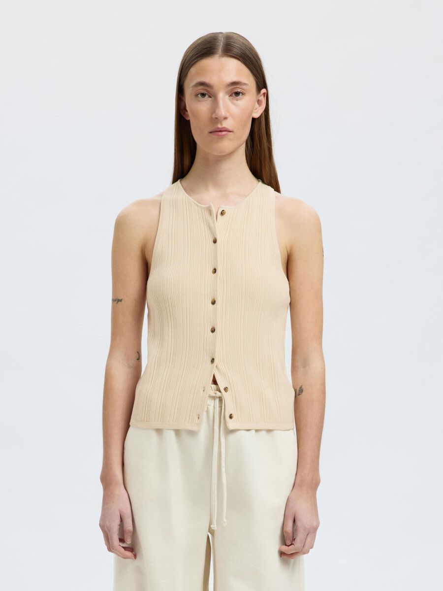 Selected KNITTED SLEEVELESS TOP, Birch, highres - 16097536_Birch_003.jpg