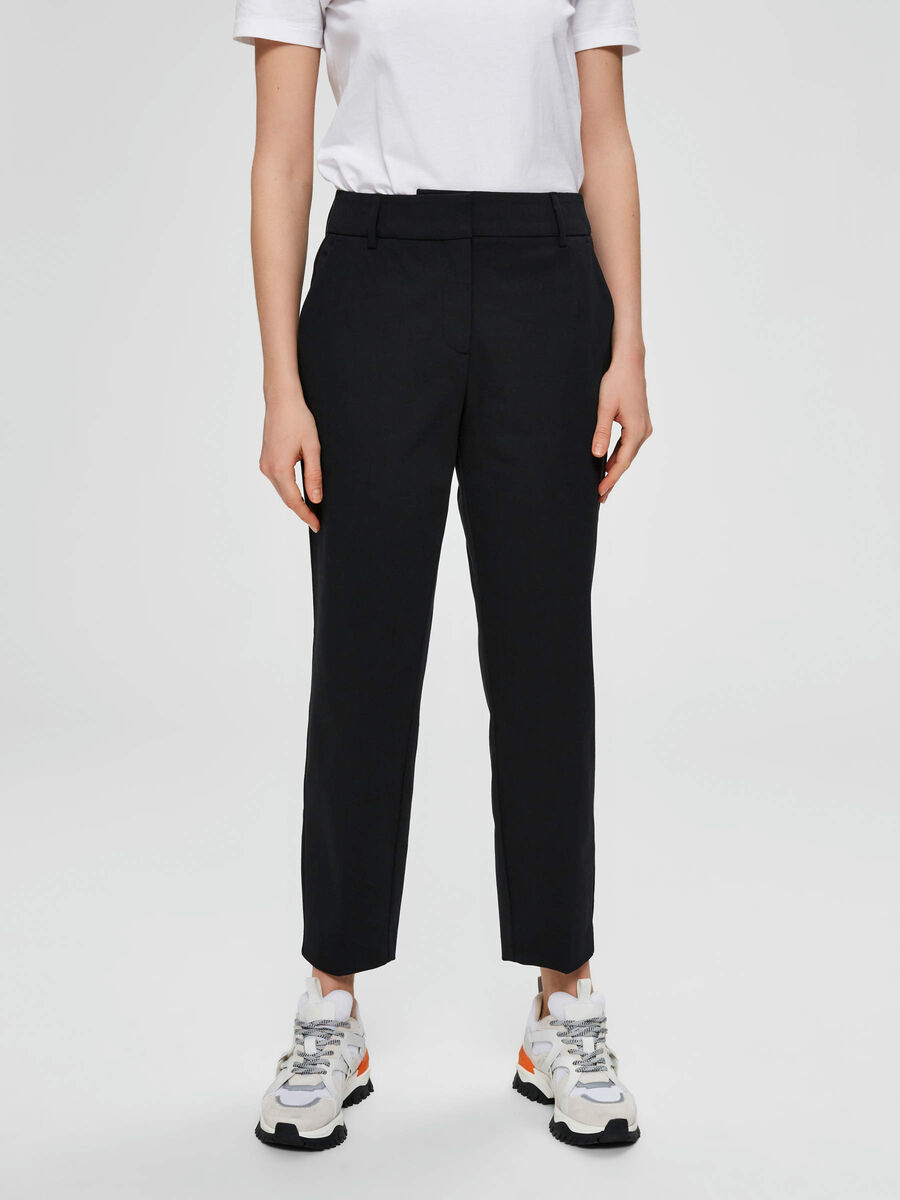 Selected MID WAIST CROPPED - TROUSERS, Black, highres - 16078454_Black_003.jpg