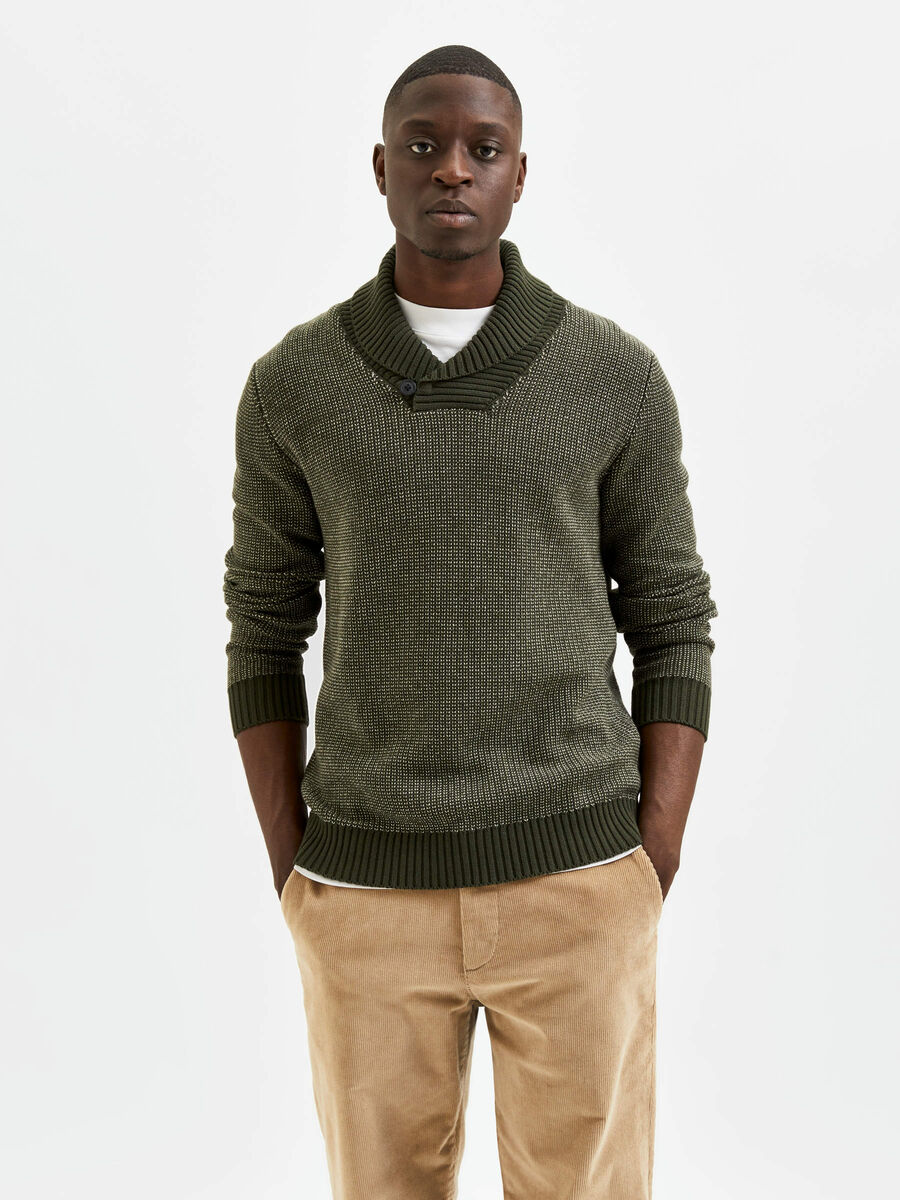 Selected SHAWL NECK KNITTED PULLOVER, Rosin, highres - 16080974_Rosin_890104_003.jpg