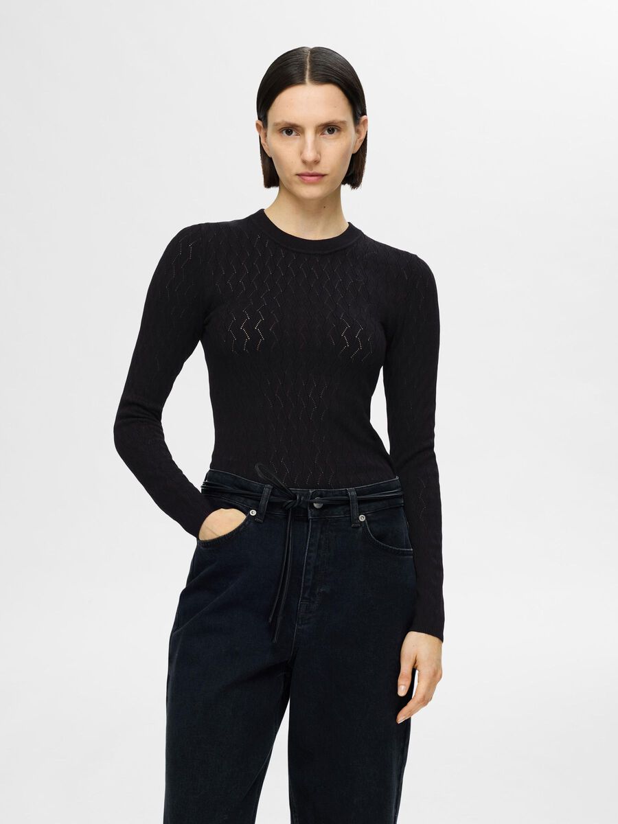 Selected VISCOSE BLEND KNITTED TOP, Black, highres - 16094756_Black_003.jpg
