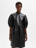 Selected PUFF SLEEVED LEATHER DRESS, Black, highres - 16081739_Black_003.jpg