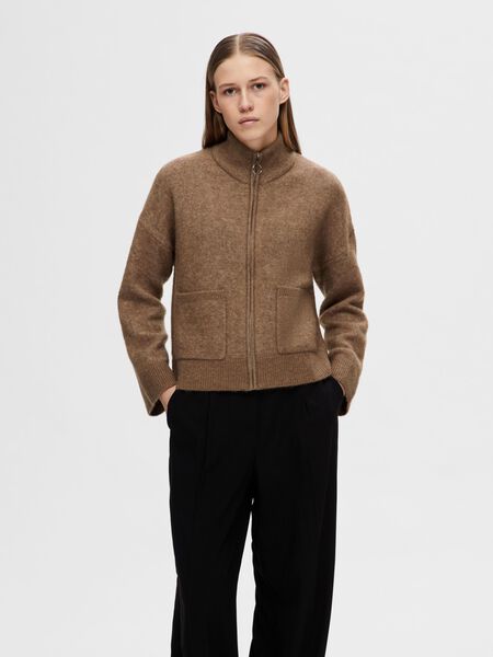 Selected WOOL BLEND CARDIGAN, Coca Mocha, highres - 16091220_CocaMocha_1062011_003.jpg