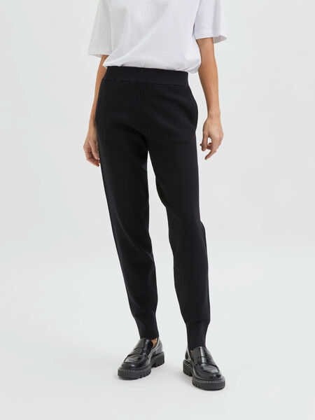Selected RIBBED KNITTED TROUSERS, Black, highres - 16082529_Black_003.jpg