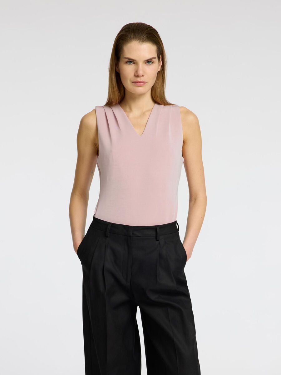 Selected SLEEVELESS V-NECK TOP, Bleached Mauve, highres - 16096372_BleachedMauve_003.jpg